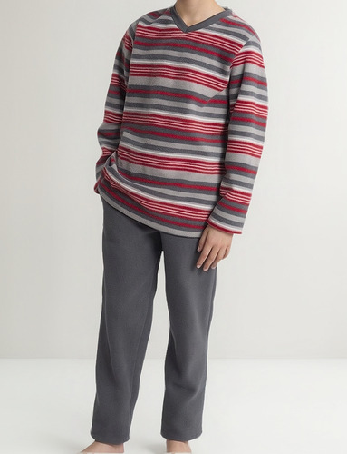 Pijama Niño Monamour 645 P Micropolar Top Listado Cuello