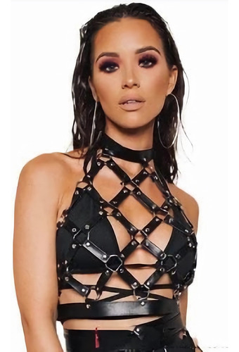 Arnés De Dama En Símil Cuero, Ajustable, Accesorio De Moda