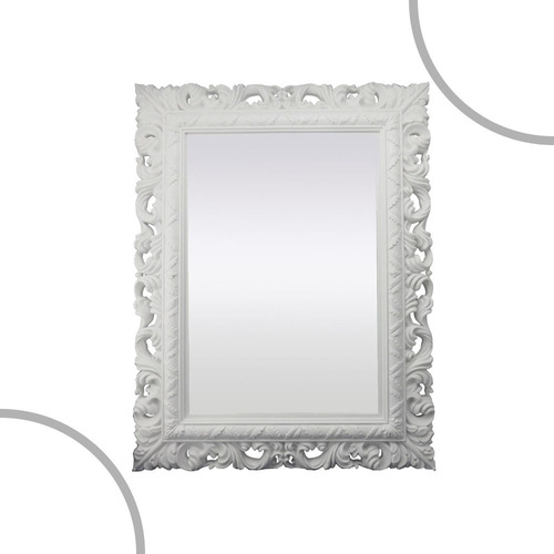 Espejo decorativo blanco de calidad sofisticada de 51 x 66 x 4 cm