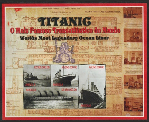 1998 Barcos - Titanic- Angola (bloque) Mnh