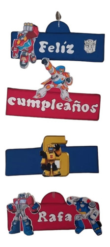 Cartel Bienvenidos Feliz Cumple Transformers 