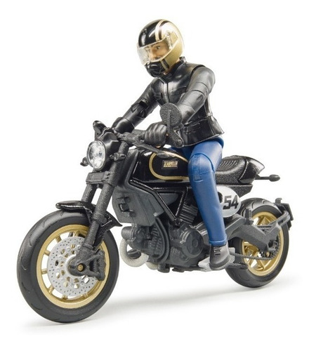 Juguetes Bruder Scrambler Ducati Cafe Racer With Driver Color Negro Personaje MOTOCICLISTA