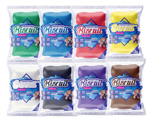 Massa De Biscuit Polycol Colorida 1 Kg - 12 Unidades