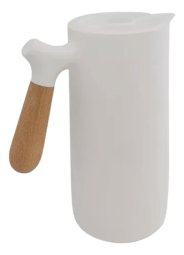 Jarra Termo 1lt Manija De Madera Pico Vertedor De Diseño Color Blanco