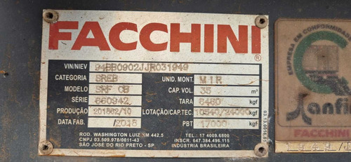 Rodocaçamba Facchini 2018/18 Com Pneus/ 35m3 Cada 0131