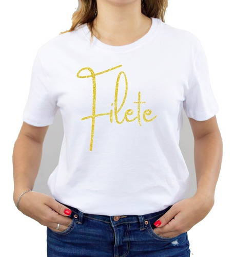 Polera Dama Estampada 100%algodón Filete Glitter Gold 434