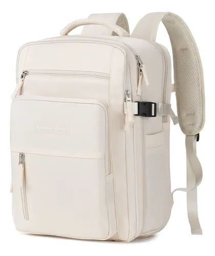 Mochila Viagem Executiva Grande Notebook Feminina Mas Branco