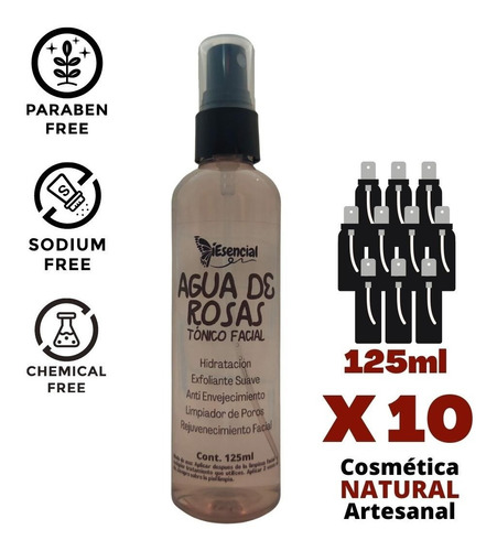Tonico Facial Iesencial Agua De Rosas 125ml Mayoreo (10pz) Momento de aplicación Día/Noche Tipo de piel Todo tipo de piel