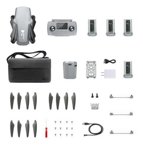 Mini dron portátil Hubsan Zino Mini Pro (64 GB) con cámara gris 4K y 4 baterías