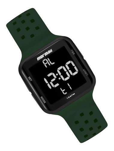 Relogio Masculino Preto Verde Digital Negativo Original+nf