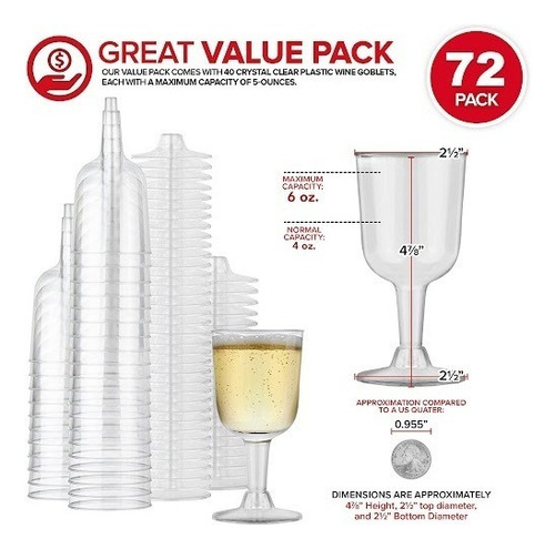 A Copas Desechables Vino, Postres Plástico Premium 72 A
