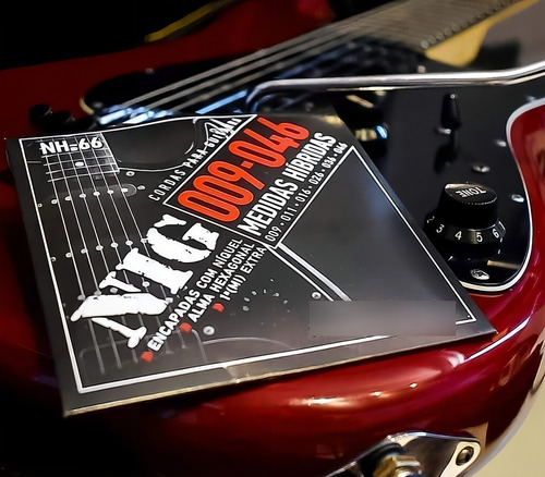 Cordas Guitarra Encapada Com Níquel Nig 09-046 Híbridas Nh66