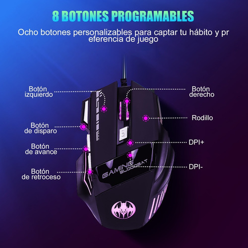Mouse De Juego Cableado Para Mousepad Gamer 6800 Dpi Ratón