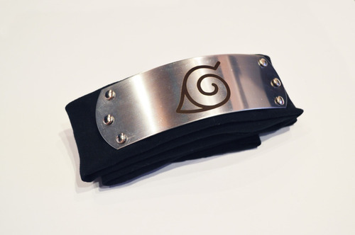 Naruto Bandana Vincha Konoha Negra - Inoxidable Premium