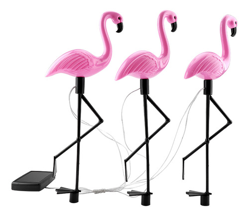 Lámpara De Jardín Led 3 En 1 Flamingo Luz De Energía Solar P