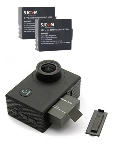 Cámara deportiva recargable Sjcam HD 1080p 4k 900ma con 2 baterías