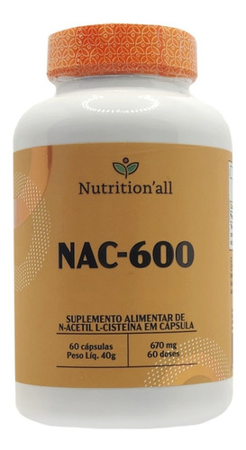 Nac-600 N-acetil L-cisteína - Nutritionall (60 Cápsulas)