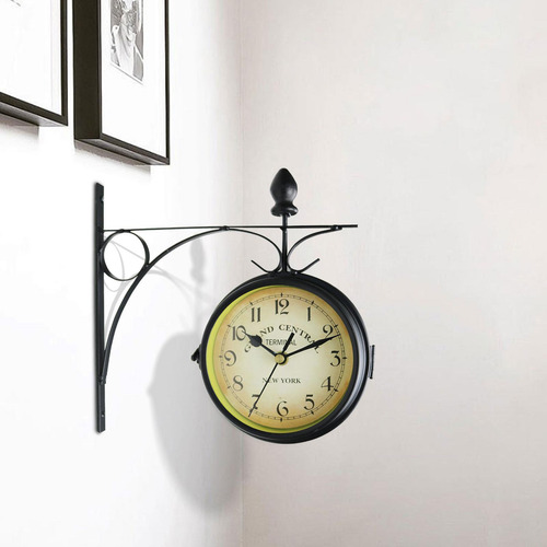 Reloj De Pared De Doble Cara Con Soporte De Pared