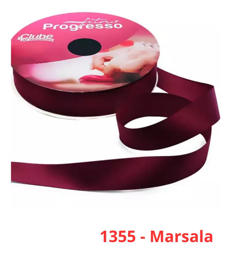 Fita De Cetim Nº 9 50 Metros X 38mm Progresso Cor 1355 - Marsala