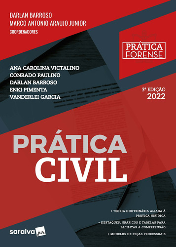 Prática Civil - Coleção Prática Forense - 3ª edição 2022 - (MEU CURSO), de Barroso, Darlan. Editora Saraiva Educação S. A., capa mole em português, 2022