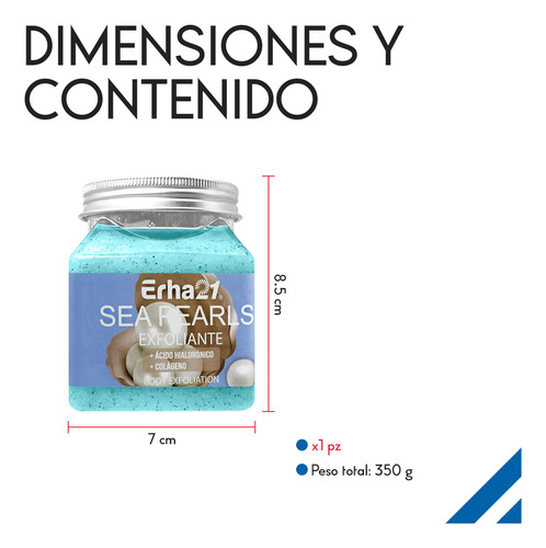 Exfoliante Corporal Diler De 350ml Fórmula Con Colágeno Y Ácido Hialurónico Para Piel Suave Limpia Y Revitalizada De Uso Diario O Semanal Aroma Perlas Marinas