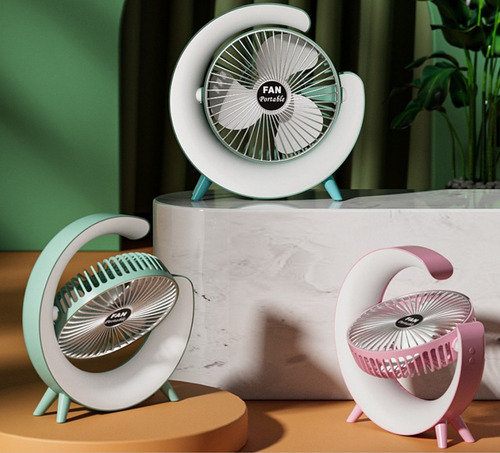 Ventilador Portatil De Escritorio Recargable Rotación De360°