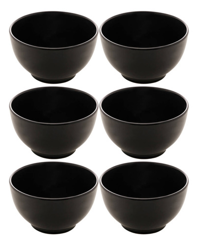 6 Tigelas De Cerâmica Pretas 680ml Bowls Sopas Restaurante S