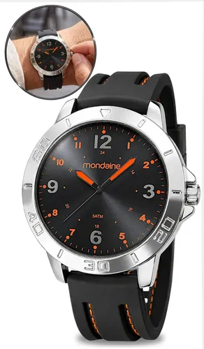 Relógio Mondaine Masculino Analógico A Prova D'água Original Preto Prateado