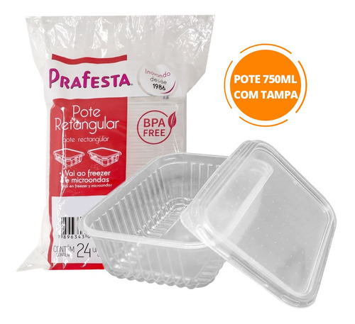 Pote Descartável 750ml Freezer Microondas Marmita - 24 Un
