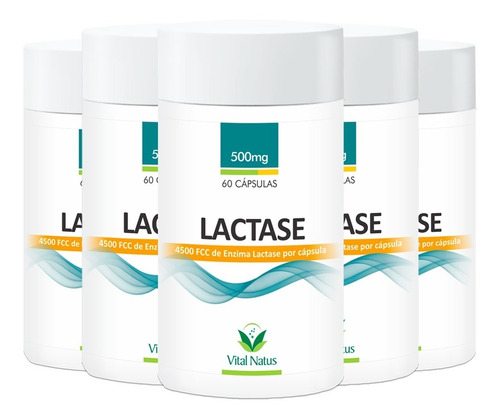 Kit 5 X Enzima Lactase 60 Caps 500mg - Vital Natus