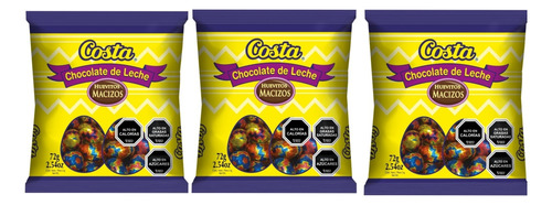 3 Bolsas De 14 Huevitos Chocolate Costa 72g C/u Pascua