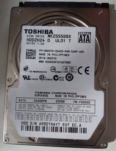 Disco Rigido Toshiba 250gb - Sata Interno