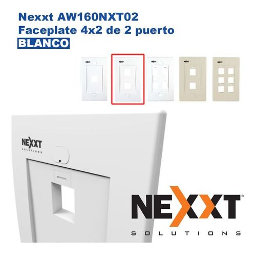 Imagen 1 de 3 de Nexxt Aw160nxt02 Faceplate 4x2, 2 Puertos Blanco