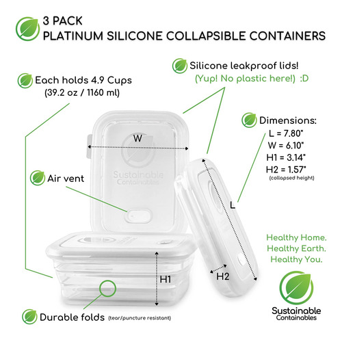 Contenedor De Almacenamiento De Alimentos De Silicona 4r8yu