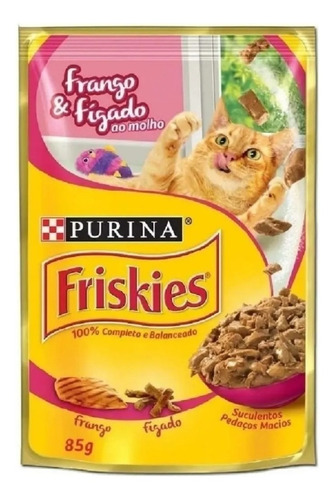 Alimento Friskies Pet Ao Molho para gato adulto sabor frango e fígado em saco de 85g
