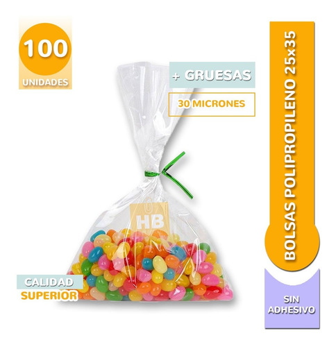 Imagen 2 de 8 de Bolsa De Polipropileno Celofan 25x35 X 100 Unidades