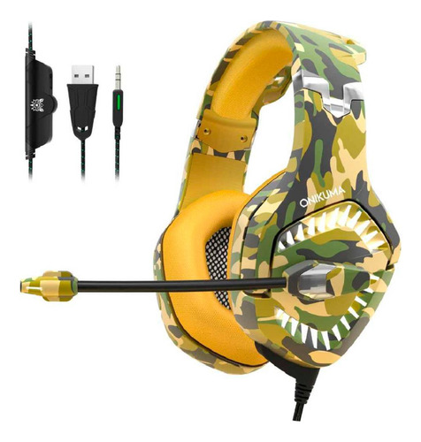 Audifonos Gamer Onikuma K1 Pro Camouflage Yellow 3.5