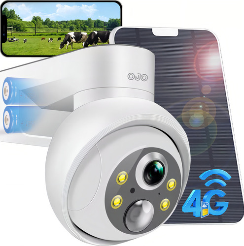 Ojo® 4g Tarjeta Sim Solar Cámara De Seguridad Exterior Full Hd Con Alarma Camaras De Vigilancia Camara 2k Verdaderamente Inalámbrico