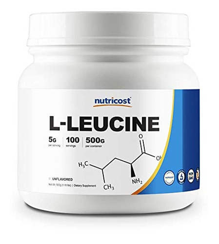 Nutricost Pure L-leucina Polvo 17.64 Oz, 1 Botella, 1