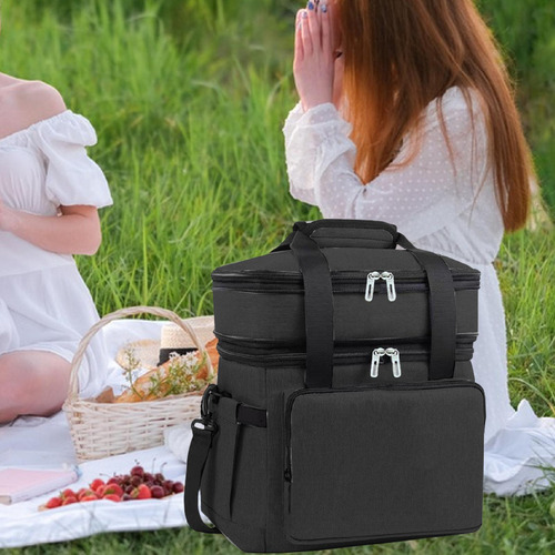 Bolsa De Refrigerador Isolado 18l Saco Térmico De Preto