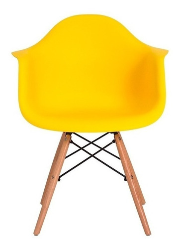 Cadeira de jantar Elidy Charles Eames Eiffel com braço, estrutura de cor  amarelo, 4 unidades