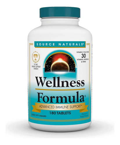 Vitaminas Source Naturals Wellness Formula 180 comprimidos, sabor sem sabor