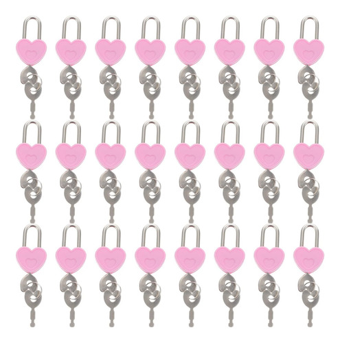 24 Candados Con Llave, Mini Candado De Corazón Para Casiller