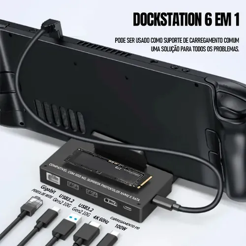 Hub Dockstation Dorn Pro 7 Em 1 - Hdmi 4k Nvme Usb-c