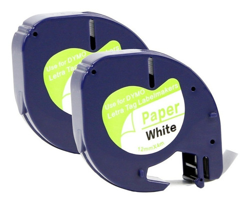 Imagem 4 de 5 de 6x Fita Papel Compatível Dymo Letratag Xr Lt-100 12mm Branca