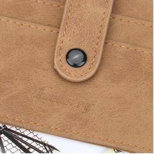 Tarjetero Baellerry Cuero Nobuk Café - 5 Tarjetas Con Broche