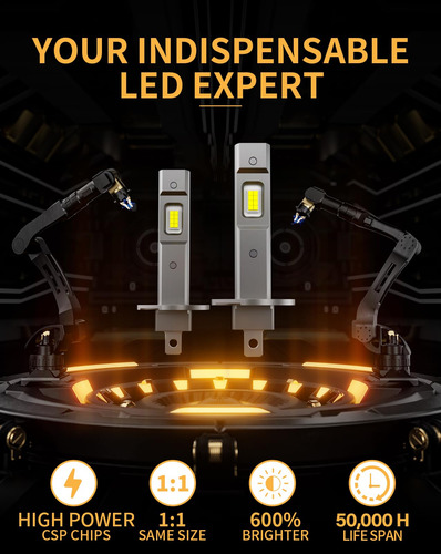 Lâmpada Led Mifmia H1 34000lm 6500k Cool White 800% Mais Bri