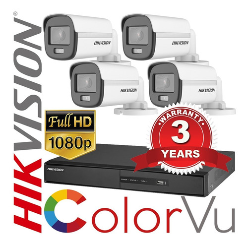 Color Noche! Kit Seguridad Dvr Hikvision 4 Cam 1080 Martinez