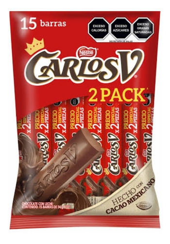 Nestlé Carlos V Suizo Chocolate 15x34g Bolsa