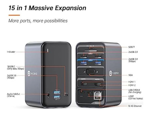 Base De Acoplamiento Usb C Tobenone Para Monitor Dual
